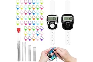 HIULLEN Digitaler Fingerzähler Elektronischer, Reihenzähler und Häkeln Maschenmarkierer Set, Elektronischer Reihenzähler mit hintergrundbeleuchtung led für stricken, zählen, bekleidungsgeschäft(61pcs)