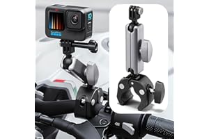 SRIKEKL Bike Mount Motorcycle Handlebar Clamp Holder Clip,Aluminum alloy,360° Double Ballhead Magic Arm，Action Camera Mount Adapter for GoPro Hero 12 11 10 9 8 7 Insta 360 DJI Accessories