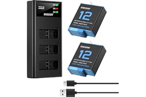 ENEGON Pack Baterías Recargables + Cargador 3 Ranuras – 2 x 1800mAh para Hero 12/11/10/9 Black (1 Cargador + 2 Baterías)