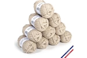 BERGERE DE FRANCE Bergère de France - BARISIENNE 7, lot de 10 pelotes de laine à tricoter et au crochet (10 x 50g) - 100% Acrylique - 6,5 mm - Fabrication Française - Gros Fil Rond très Doux - Beige (SABLE)