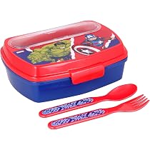 Stor Avengers Lunchbox Für Kinder – Rechteckig, Mit Besteck (Gabel & Löffel), BPA-frei