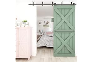 WOLFBIRD 183cm/6ft Techo Montado Herraje para Puerta Corredera Kit, Accesorios para Puertas Correderas, El kit de Riel Para Puerta de Granero Adapta A Una Puerta de Madera, Forma de T