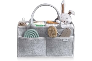 PUTSKA Organizador De Pañales Para Bebé: Cesta De Almacenamiento Para La Guardería, Cesta De Regalo Para Baby Shower Y Artículos Imprescindibles Para El Registro-Gris, Grande