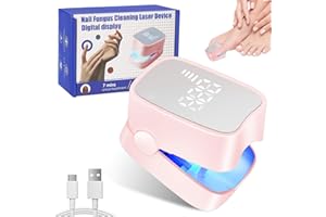 GLAUSTALOS Dispositivo Trattamento Laser Micosi Unghie, Dispositivo Laser dei Funghi Unghie Indolore per Mani e Punta Migliorare Unghie Danneggiate 7 Minuti al Giorno, Luce Infrarossa 910nm e Blu 460nm (Rosa)