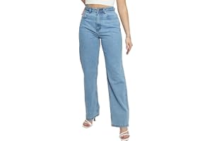 JMOJO Wide Leg Jeans for Women UK - High Waisted Jeans Women with Internal Adjusters & Belt Loops – Perfect for Casual Outings and Gatherings
