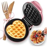 GVAKMM Mini Gofrera En Forma De Coraz&oacute;n, Peque&ntilde;a Gofrera Antiadherente De 10 Cm, 350W Calentamiento R&aacute;pido Y Uniforme, M&aacute;quin