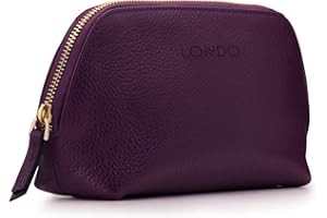 Londo Trousse à Maquillage en Cuir Véritable pour Cosmétiques, Pinceaux - Trousse de Toilette (Noir)