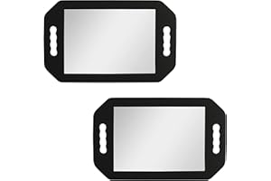 Kurtzy Specchio da parrucchiere leggero (2 pezzi) – Manico in schiuma nera per barbieri, saloni ed estetiste – Specchio a doppia maniglia per tagli di capelli dietro la testa