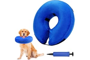 Lixiluxia Halskrause Hund, Aufblasbare und Tragbare Schutzkragen, Hundekragen, für Genesung Nach Operationen Oder Wunden für Haustiere (Blau XL)