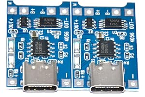 TP4056 Lithium Battery Charger Module, 2-Pack, USB-C Charging Board with Protection, Arduino Compatible