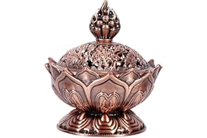 Horoper Quemador de Incienso 2 Colores Quemador de Incienso de Humo de Reflujo Vintage Soporte de Cono de Incienso de Metal Soporte de Cono de Palo de Loto Decoración del Hogar