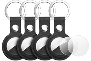 AXFEE Portachiavi AirTag, 4 Pezzi Portachiavi in Pelle, Localizzatore di Chiavi AirTag Portatile per Zaini e Animali Domestici, per Cover Protettiva per Tracker per AirTag, Forte il Segnale GPS