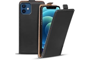 Verco Flip Cover für iPhone 12 Mini Case [5.4 Zoll], Flipstyle Schutzhülle für Apple iPhone 12 Mini Hülle Kunstleder Tasche vertikal klappbare Handyhülle, Schwarz