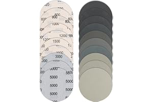 Bolatus 36 dischi abrasivi da 125 mm, tamponi abrasivi rotondi con gancio e anello a umido e a secco 320 600 800 1000 1200 1500 2000 3000 4000 5000 Grana per legno, metallo, lucidatura automobilistica