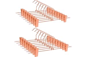 Amber Home 20 Pezzi 30cm Rosso Rame Grucce di Ferro Metallico per Pantaloni Gonna Calzino Biancheria Intima Mutande Appendiabiti Oro Rosa Antiscivolo con Clips