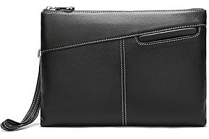 NIUCUNZH Genuine Leather Mens Clutch Bag Man Purse Handbag 12 inches Large Hand Bag Big Clutch Wallet