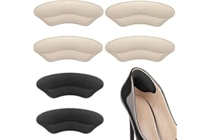 FOATCOX Fersenpolster, Fersenschutz für Schuhe, Fersenpolster mit Einlagen aus Schwamm Zuschneidbar Fersenschutz für High Heels, Freizeitschuhe (3 Paare(1 Schwarz+2 Hautfarbe), L9.5*W3.5*H0.5 cm)