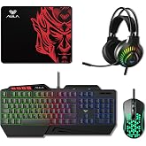 Aula T650 4'&uuml; 1 Arada Oyuncu Seti RGB Kablolu Membran Klavye 3600 DPI Mouse Mikrofonlu Kulaklık ve Mousepad