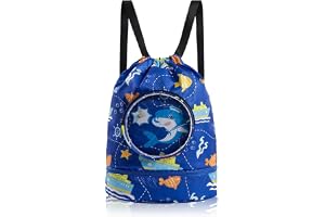 Swimming Bags for Kids, Waterproof Drawstring Gym Bag, Large Capacity Swim Bag for Boy and Girl