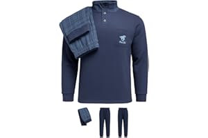 GX GARGIX Pigiama Uomo Invernale in Pile Coral Maglia a Mezzo Collo con Bottoni e Polsini Pantaloni Lunghi Polsini Vari Colori Fantasie Taglie M-XXL