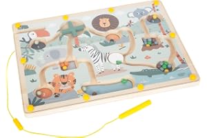 Small Foot Magnetisk Labyrint "Safari", Fingerfärdighetsspel Tillverkat Av Fsc 100% Certifierat Trä, För Barn Från 2 År, 1273