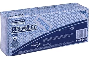 WypAll X50 Colour Coded Cleaning Cloths 7441 - Blue Wiping Cloths - 6 Packs x 50 Interfolded Colour Coded Cloths (300 total)