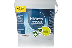 ‎HIGLOSS HiGloss Fleckenentferner "Active Wash" - 2,5kg, Effektiver Waschkraftverstärker, Reinigungs- & Bleichmittel, entfernt hartnäckige Flecken, für alle Textilien, inkl. Maschinenpflege