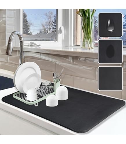 thumbnail image 2 of LOPNUR Kitchen Dish Drying Mat 18x16 - Super Absorbent Diatomite Counter Mat With Anti-Slip Rubber Backing 2 of 13