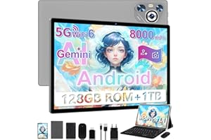 DGHRTI 2025 Tablet 10 pollici Android 14, 22GB RAM 128GB ROM/TF 1TB, Processore Octa-Core, 8000mAh, Corpo in Metallo, Face ID, 8MP+5MP, Doppio WiFi, Widevine L1, Protezione Occhi, Tastiera, Mouse, Gray
