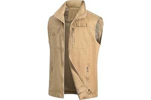 MeiLayM Hombres Aire Libre Chaleco Casual Respirable Chaleco Pesca de Algodón Sin Mangas chaleco Fotografía Vintage Cámping Montañismo con Multibolsillos Chaleco
