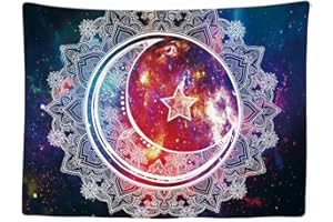 Ulticool - Appeso a Parete Decorazione - Mandala Sole Bianco Luna - 200 x 150 cm Grande Murale Manifesto - Accessori Casa Soggiorno Camera da Letto Soffitto