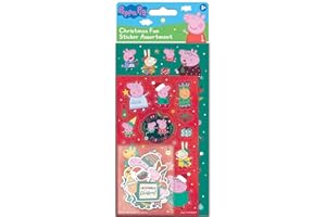 PAPER PROJECTS Peppa Pig Christmas Assortment Pack of Stickers - Three Types, 50+ Total, Reusable on Non-Porous Surfaces - Great Stocking Filler and Christmas Gifts - Age 3+