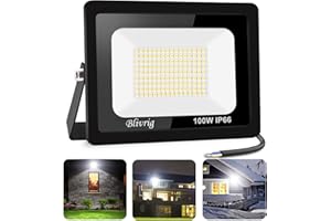 Blivrig 100W Spot LED Extérieur Blanc Froid 6500K, 10000LM Projecteur LED Exterieur IP66 Imperméable, Eclairage LED, pour Terrasse, Patio, Chemins, Stades, Usines, Parking, Garage, Jardi
