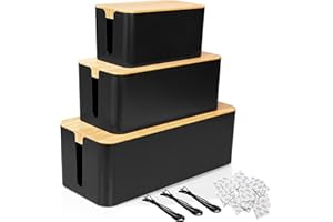 SENENQU Set da 3 Scatola Porta Cavi Nera, Grande Organizer per Scatola Nascondi Cavi, Protezioni Scatola Per Cavi di gestione dei cavi Organizza il cablaggio del computer, i cavi sciolti