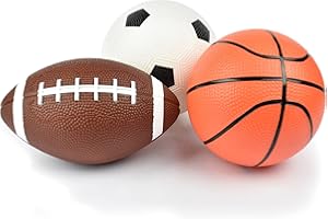 Legami - Lot de 3 Mini Ballons, Mini Ballon de Football, 12 x 3,7 cm, Ballon de Football américain et Une Balle de Basket, Tous en Miniature en Plastique