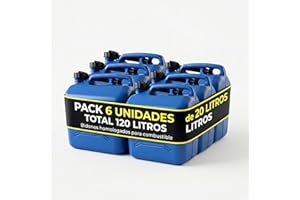 Humpti Garrafa Gasolina 20L Homologada Pack de 6 - Bidón Combustible Plástico con Visor de Nivel - Bidones para Gasolina y Gasoil Homologados 120 Litros