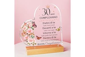 VETBUOSA 30 Anni Compleanno Donna, Regalo 30 Anni Donna, Trasparenti Decorativi Ornament, Regalo Mama, Papa, Sorella Collega, Idee Regali Amica