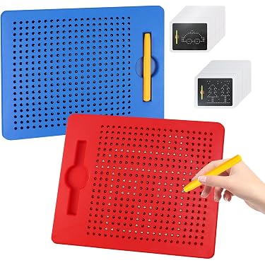 Planche à Dessin Magnétique Enfant – Ardoise Magique 21.5x17.5 Cm Avec Stylo – Jouet Éducatif Sans Encre Ni Papier (Petit Format, Rouge)