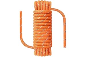 NorthPada 8 mm x 20 Meters Static Nylon Heavy Duty Outdoor Climbing Rope for Knotting Practice, Arborist Tree Work, Marine Anchor Boat, Rappelling Emergency, Swing, Orange