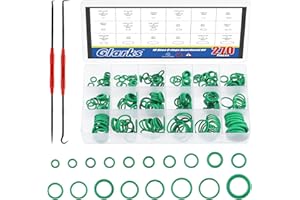 Glarks 270 pezzi di 18 misure di gomma verde O-Ring con 2 pezzi Mini Specialty Precision Pick and Hook Assortment Kit per riparazione auto veicolo aria condizionata compressore guarnizioni