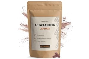 Cupplement Astaxanthin 60 Capsules 8 mg par capsule 5% Extrait Bio - Pas de comprimés, 12 mg, 6 mg, 4 mg, livre ou poudre - Supplément - Superfood - Astaxanthin - Astaxantin - Plancton