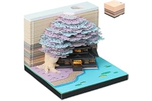 Toaboa Calendario de escritorio con luces 2024 3D Memo Pad Calendario 2024 Calendario de escritorio creativo Regalo 3D para Halloween Navidad Día de Acción de Gracias, Flor lila