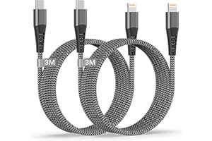 TEIONE Câble USB C vers Lightning 3M/Lot de 2[Certifié Apple MFi], Câble iPhone USB C Cable Chargeur iPhone Charge Rapide Nylon Cable Lightning Cordon Fil pour iPhone 14 13 12 11 Pro Max/Mini/XS/8/SE