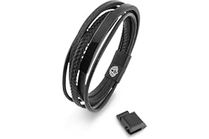 Akitsune Le Punisher pasek ze skóry syntetycznej | Magnetyczne zapięcie ze stali nierdzewnej - INCL. Pleciona bransoletka męska damska piękne pudełko na biżuterię