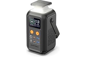 AsperX 192Wh Tragbare Powerstation,140W Power Station mit Notfall Lampe, Camping Solargenerator Powerbank für Mehrere Geräte, Stromspeicher für Reisen Outdoor Portable Powerbank, LiFePO4-Akku