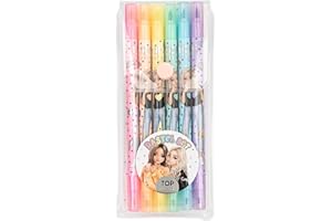 Depesche 13385 TOPModel - Set de feutres de coloriage avec 6 Couleurs Pastel dans Un étui, feutres Doubles avec Un côté Large et Un côté Fin
