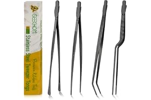 GEEKHOM Szczypce do gotowania, [4 sztuki] 30 cm cienkie długie szczypce do żywności, pęseta kuchenna ze stali nierdzewnej, profesjonalne szczypce szefa kuchni do grilla, pieczenia, pieczenia,