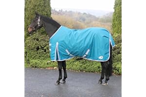 Ventomasta 100g Thermal Fill Lightweight Turnout Rug for Horses, 600D Ripstop Waterproof Fabric, Anti-Rub Lining, Shoulder Gusset 6FT3 Petrol Blue