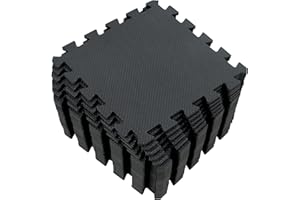 Yostrong® EVA Gomma Tappeto Gioco Bambini Per Puzzle | Tappetino Fitness Palestra, 25 Pezzi. Nero. YOC-Db25N