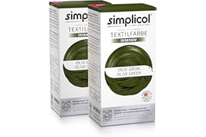 Simplicol Textilfarbe intensiv (18 Farben), Oliv-Grün 1814 2er Pack, Dunkelgrün: Einfaches Färben in der Waschmaschine, All-in-1 Komplettpackung, 1852, 2 Pack